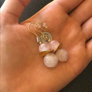 Rose quartz earrings.
